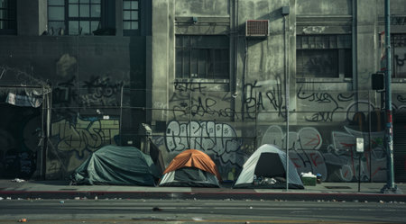 Group of tents in the city center.の素材