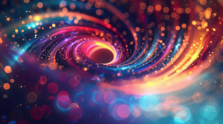 abstract colorful background with bokeh defocused lights and starsの素材