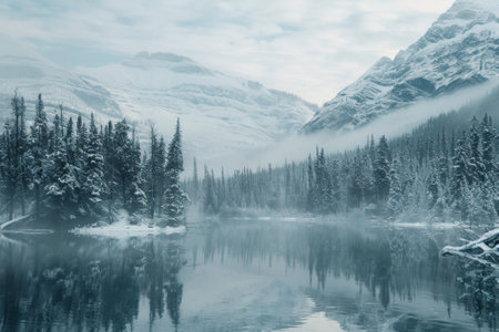 Canadian Rockies, Banff National Park, Alberta, Canada in winterの素材