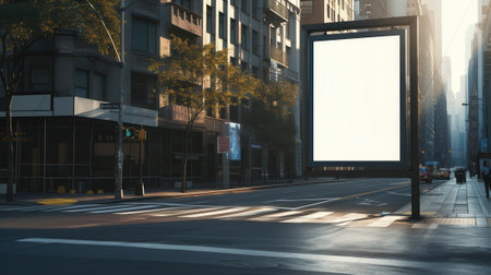 Blank advertising billboard in city at night. 3d rendering.の素材