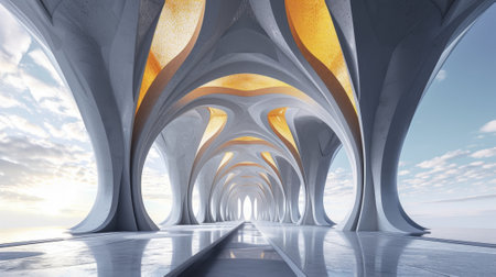 Futuristic architecture background. 3D rendering. Futuristic architecture.の素材