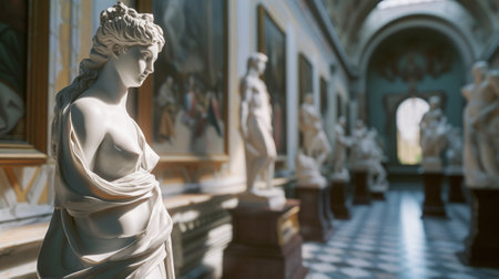 Statue of a woman in the gallery of St. Petersburg.の素材