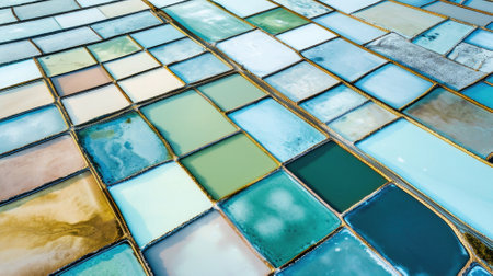 Colorful ceramic tile wall in the public park,Thailand.の素材