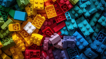Plastic building blocks. Abstract background. 3D rendering illustration.の素材