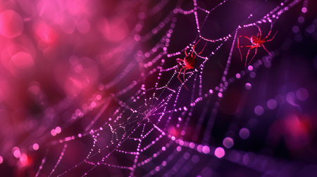 Spider on the web with bokeh background, close-upの素材