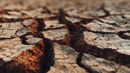 Extreme close up of heavily corroded rusty metal surface showing deep cracks, oxidation patterns and weathered industrial texture with brown orange tones.の素材