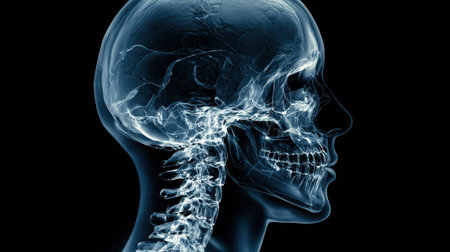 Glowing human head and spine medical anatomy.の素材