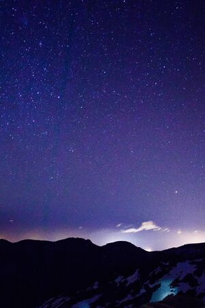 Night sky with stars above Tenerife Island, Canary Islandsの写真素材