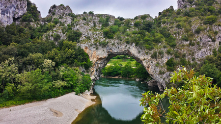 Le Pont d Arch, the rock brodge in Natural Reserve of Ardeche, Franceの写真素材