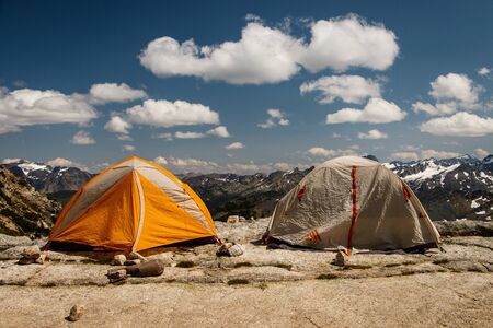 Camping in Bugaboos provincial park in BC, Canada, applebee campground in pur natureの写真素材