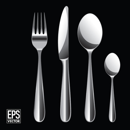Fork, spoon and knife. Cutlery set. Vector illustrationのイラスト素材