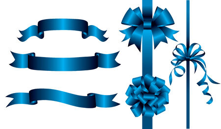 Set of blue ribbons and banners. Vector illustrationのイラスト素材