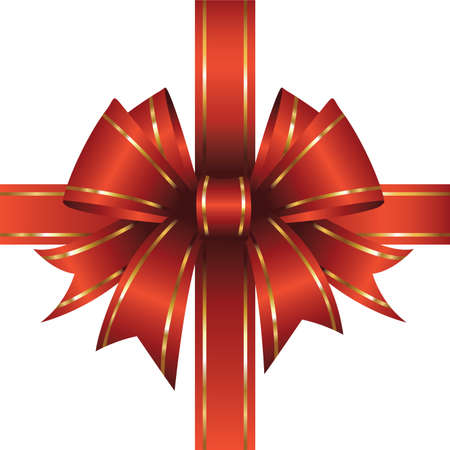 Red bows with ribbon. Vector illustrationのイラスト素材