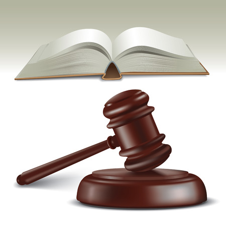 Wooden judge's gavel and book. Vector illustrationのイラスト素材