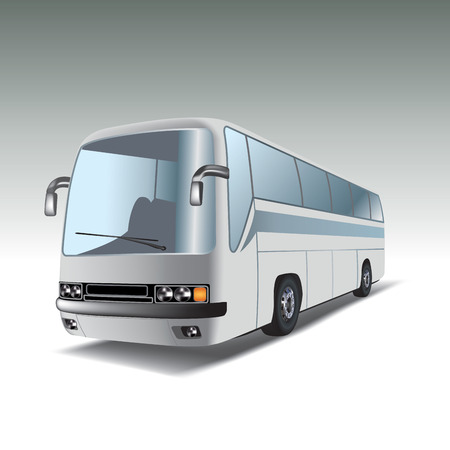 Big white tour bus  Vector illustrationのイラスト素材