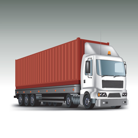 Container at the dock with truck  Vector illustrationのイラスト素材