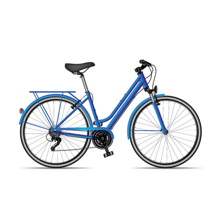 Women's mountain bike on white background. Vector illustrationのイラスト素材