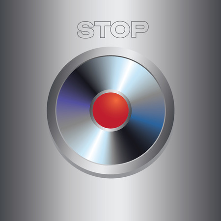 Silver shiny stop button illustrationのイラスト素材