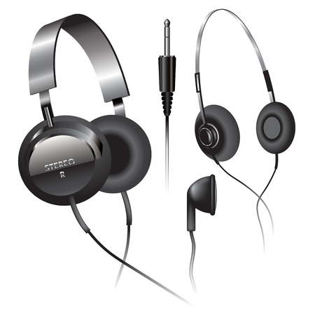 Headphones on white background. Vector illustrationのイラスト素材