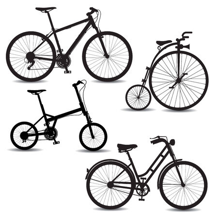 Set of bikes silhouettes. Vector illustrationのイラスト素材