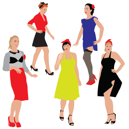 Beautiful sexy girls. Vector illustrationのイラスト素材