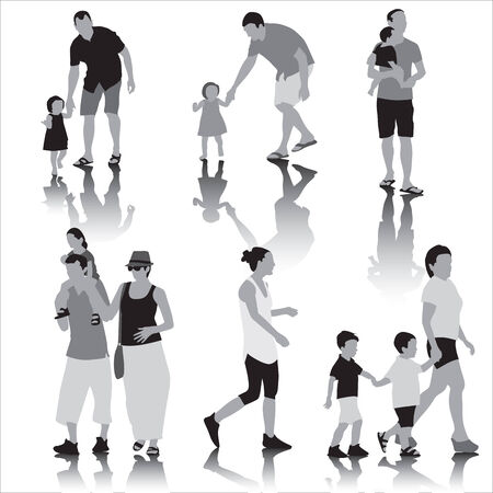 Family silhouettes together. Vector illustrationのイラスト素材