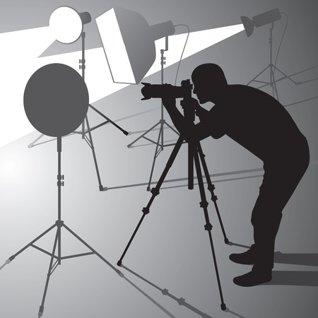 Photographer at work in studio. Vector illustrationのイラスト素材