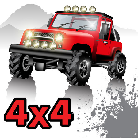 Off road car isolated on white. Vector illustrationのイラスト素材