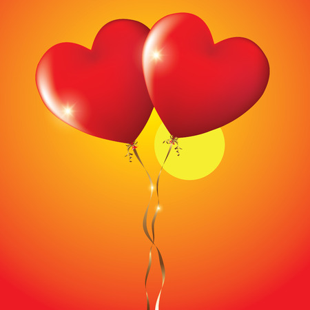 Flying love heart balloons isolated on background. Vector illustrationのイラスト素材