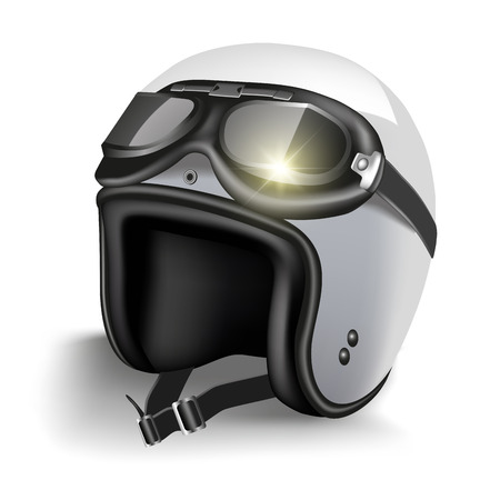 Retro motorcycle helmet with goggles. Isolated on white. Vector illustrationのイラスト素材