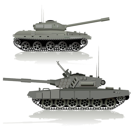 Military tanks isolated on white background. Vector illustrationのイラスト素材