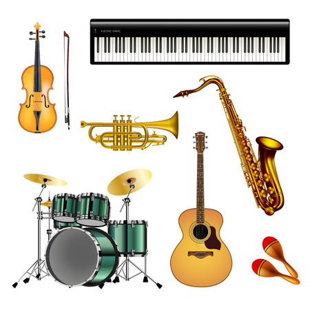 Musical instruments isolated on white background. Vector illustration.のイラスト素材