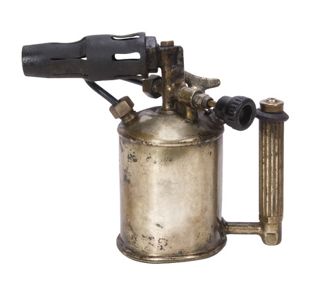 Old soldering burner isolated on white backgroundの写真素材