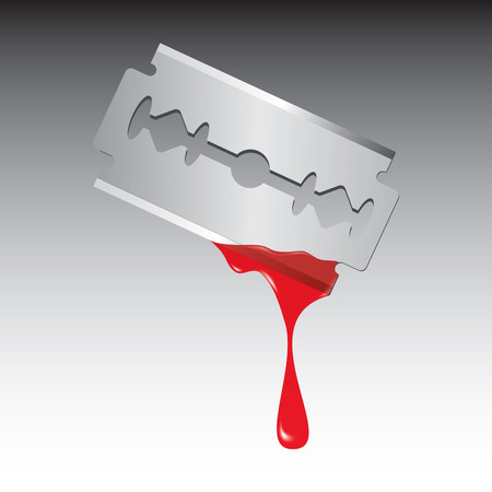 Razor with drop of blood isolated on white background. Vector illustrationのイラスト素材