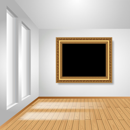 White room with empty picture frame on the wall. Vector illustrationのイラスト素材