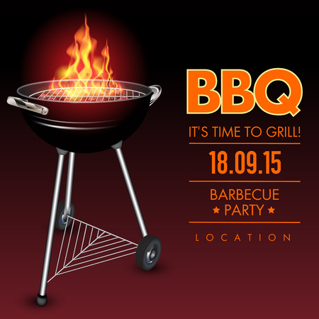 Fire in a barbecue with an empty grill. Vector illustrationのイラスト素材