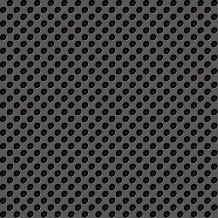 Seamless circle perforated black metal surface. Vector illustrationのイラスト素材