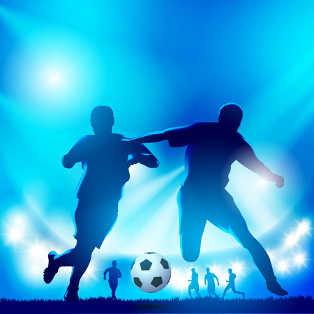 Two soccer players on the field. Vector illustrationのイラスト素材