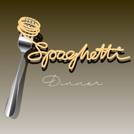 Spaghetti on fork isolated on background. Vector illustrationのイラスト素材