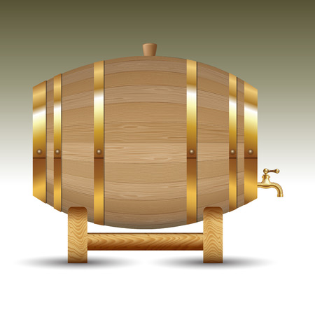 Elegant wooden barrel isolated over background. Vector illustrationのイラスト素材