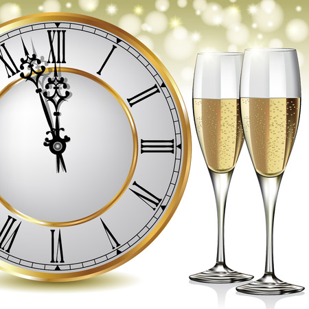 Champagne glasses ready to bring in the New Year. Vector illustrationのイラスト素材