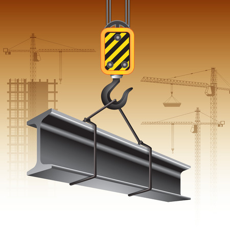 Crane hook with steel girder. Vector illustrationのイラスト素材