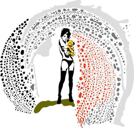 teddy and womanのイラスト素材