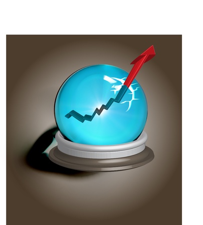 Broken magic crystal ball and finance arrowのイラスト素材