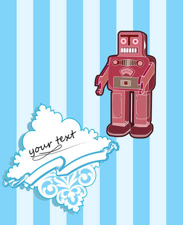 robot card with baroque elementsのイラスト素材