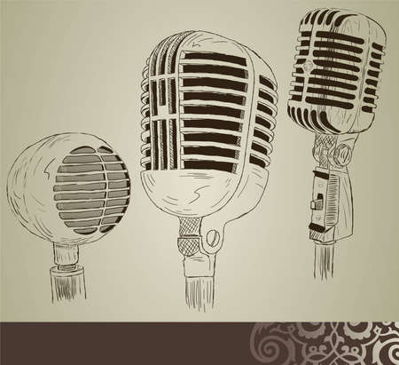 retro old microphoneのイラスト素材