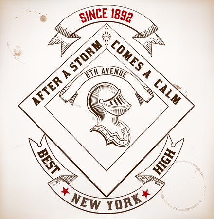 Vector  Retro label with ribbons and heraldic elementのイラスト素材