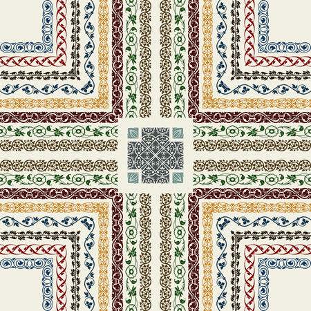 Baroque set. floral and ornaments elementsのイラスト素材