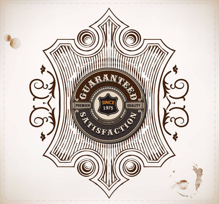 Premium Quality design  Baroque ornaments and floral details   Old paper texture and heraldic shield のイラスト素材