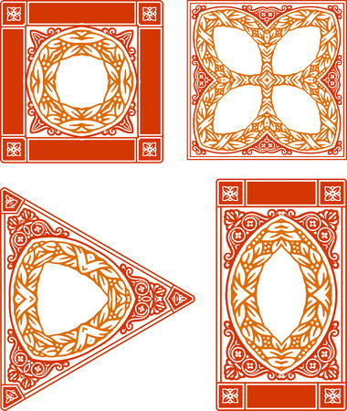 Vector old baroque card set. Floral detailsのイラスト素材